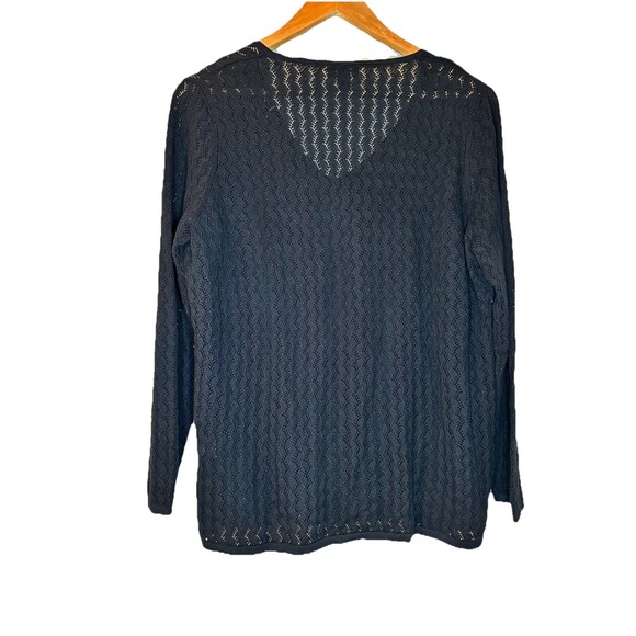 Dana Buchman woman Size XL Black l/S lined‎ sequined  V Neck Dressy Sweater Top - Picture 3 of 7